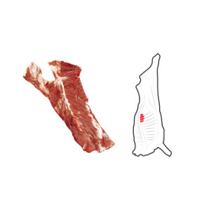 Thick Skirt is the lumbar portion of the diaphragm. All connective tissue, membrane and fat are removed.