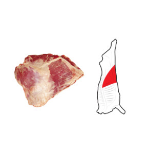Thin Flank is prepared from a Hindquarter by a cut commencing at the superficial inguinal lymph node, bisecting the M. rectus abdominis and following the contour of the hip, and continuing to the specified rib and following the contour of the rib to the ventral edge. The connective tissue on the ventral edge is removed.