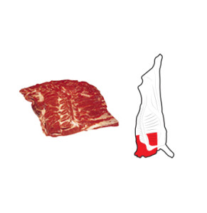 Chuck is prepared from a Forequarter by the removal of the Rib Set at the specified rib number. The Brisket is removed along the cropping line. The Shin, Blade, Chuck Tender is removed along with all bones cartilage, tendons, ligamentum nuchae and lymph nodes.