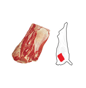 Blade is prepared from a Forequarter by following the natural seam between the ribs and the scapular and overlying muscle and the underlying muscle. The Blade lies caudal to the humerus and below the spine of the scapula and comprises of a large portion of the triceps group of muscles.